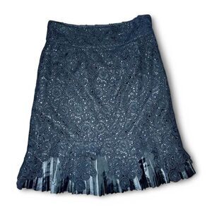 Anthropologie Leifsdottir Black Crochet Lace Pleated Pencil Skirt – Size 6